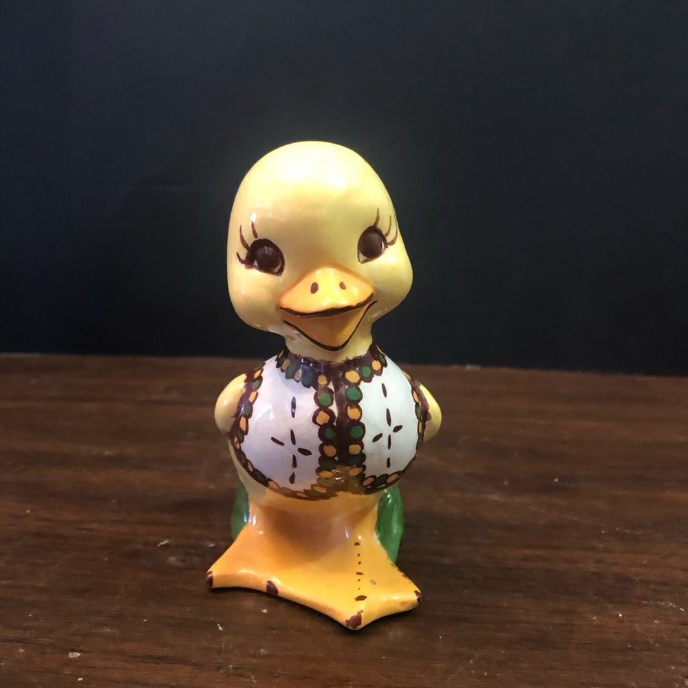 Ukrainian Folk Art Fantasy Porcelain Hand Painted Boy Duck.